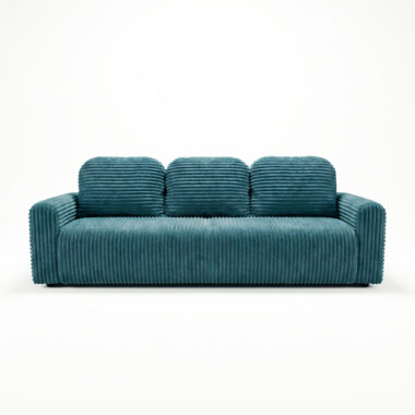 Kanapa z funkcją spania Nesso z pojemnikiem na pościel turkusowy sztruks