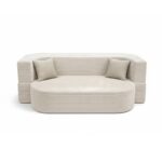 Sofa piankowa Ova Slim z funkcją spania kremowy sztruks