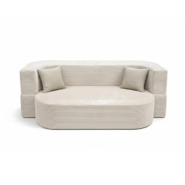 Sofa piankowa Ova z funkcją spania kremowy sztruks