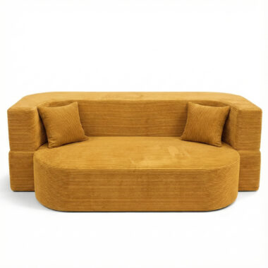 Sofa piankowa Ova z funkcją spania musztardowy sztruks