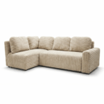 Narożnik z funkcją spania Nesso L lewy z pojemnikiem na pościel kremowy sztruks