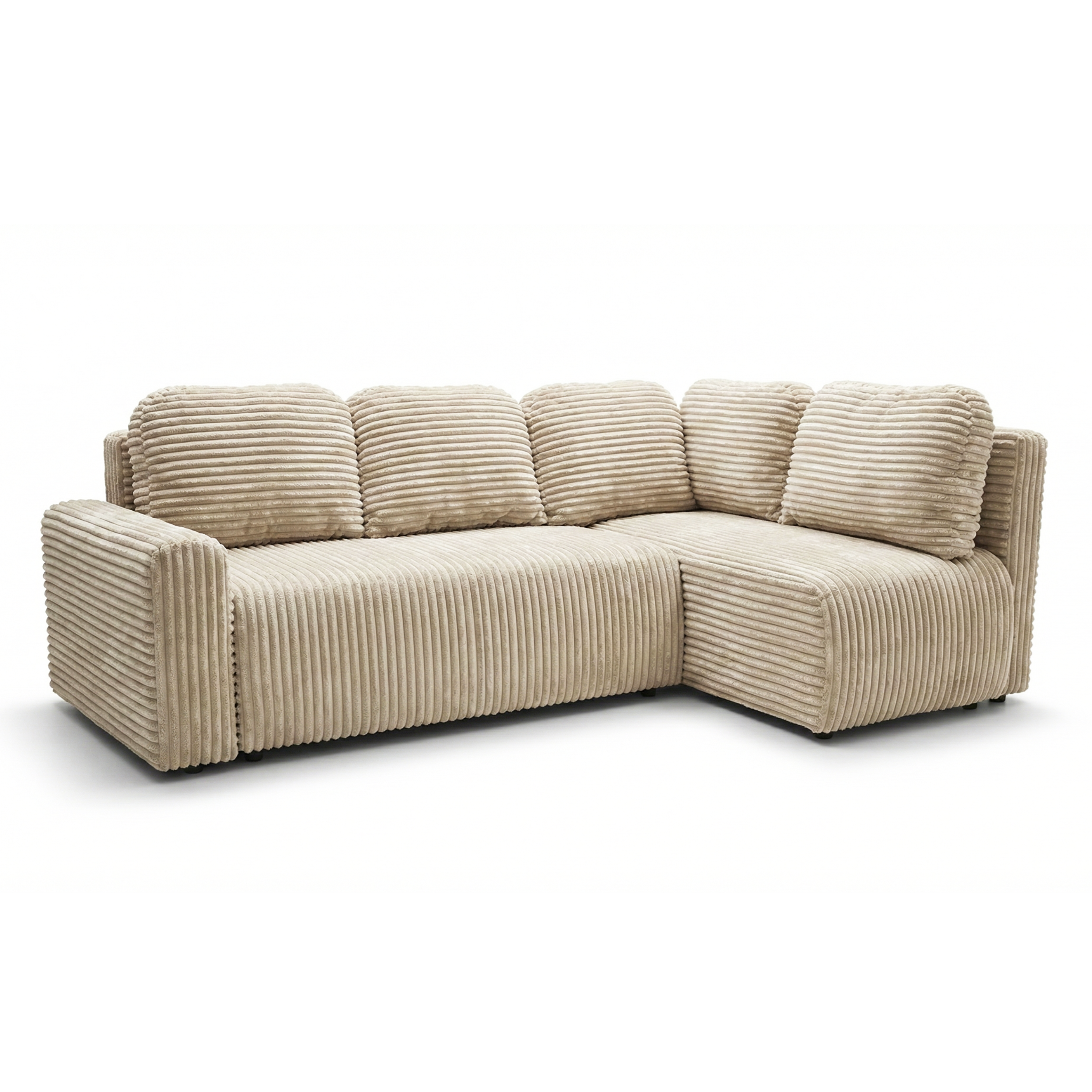 Narożnik z funkcją spania Nesso L prawy z pojemnikiem na pościel kremowy sztruks