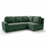 Narożnik z funkcją spania Nesso L prawy z pojemnikiem na pościel ciemnozielony sztruks