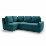 Narożnik z funkcją spania Nesso L lewy z pojemnikiem na pościel turkusowy sztruks