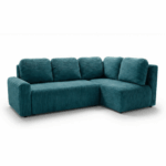 Narożnik z funkcją spania Nesso L prawy z pojemnikiem na pościel turkusowy sztruks