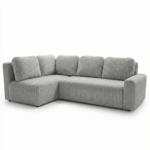 Narożnik z funkcją spania Nesso L lewy z pojemnikiem na pościel jasnoszary sztruks