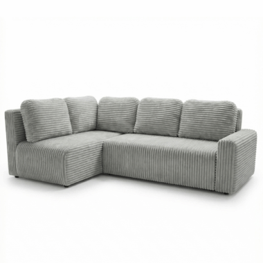 Narożnik z funkcją spania Nesso L lewy z pojemnikiem na pościel jasnoszary sztruks