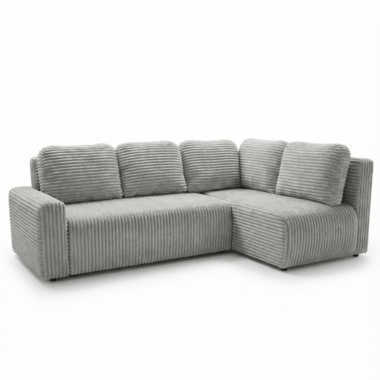 Narożnik z funkcją spania Nesso L prawy z pojemnikiem na pościel jasnoszary sztruks