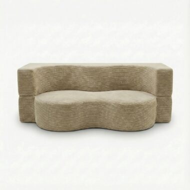Sofa piankowa Arc z funkcją spania beżowy sztruks