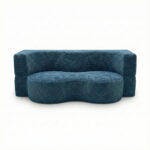 Sofa piankowa Arc z funkcją spania niebieski sztruks