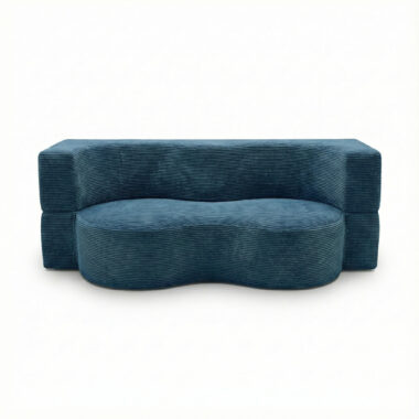 Sofa piankowa Arc z funkcją spania niebieski sztruks