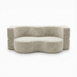 Sofa piankowa Arc z funkcją spania kremowy sztruks