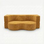 Sofa piankowa Arc z funkcją spania musztardowy sztruks