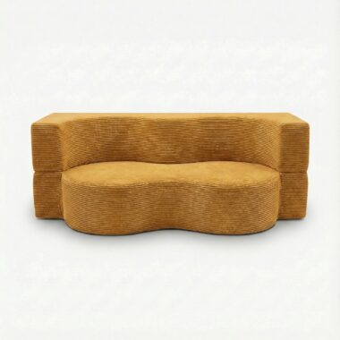 Sofa piankowa Arc z funkcją spania musztardowy sztruks