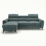 Narożnik z funkcją spania Velaro uniwersalny L-kształtny z pojemnikiem na pościel morski welur