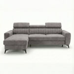 Narożnik z funkcją spania Velaro uniwersalny L-kształtny z pojemnikiem na pościel szary welur