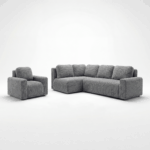 Zestaw wypoczynkowy Nesso L z narożnikiem lewostronnym i fotelem ciemnoszary sztruks