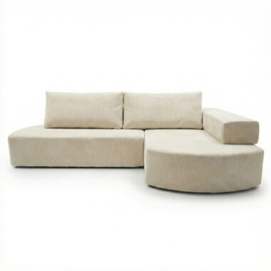 Narożnik piankowy Linea prawostronny z funkcją spania kremowy sztruks