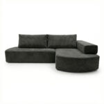 Narożnik piankowy Linea prawostronny z funkcją spania grafitowy sztruks