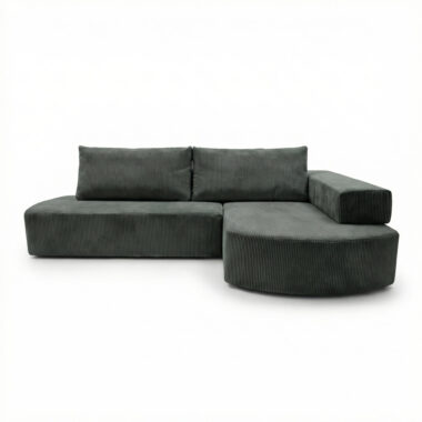 Narożnik piankowy Linea prawostronny z funkcją spania szary sztruks