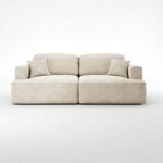 Kanapa z funkcją spania Sunny z pojemnikiem na pościel beżowy welur