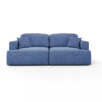 Kanapa z funkcją spania Sunny z pojemnikiem na pościel niebieski welur