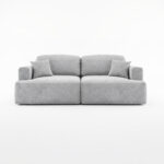 Kanapa z funkcją spania Sunny z pojemnikiem na pościel szary welur