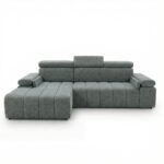 Narożnik z funkcją spania Calm lewostronny L-kształtny szary szenil