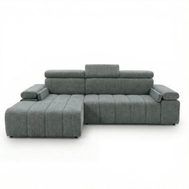 Narożnik z funkcją spania Calm lewostronny L-kształtny szary szenil