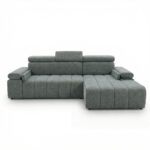 Narożnik z funkcją spania Calm prawostronny L-kształtny szary szenil