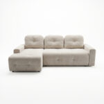 Narożnik z funkcją spania Nubo lewy L-kształtny z pojemnikiem na pościel kremowy szenil