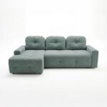 Narożnik z funkcją spania Nubo lewy L-kształtny z pojemnikiem na pościel morski szenil