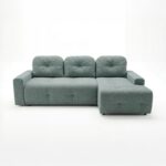 Narożnik z funkcją spania Nubo prawy L-kształtny z pojemnikiem na pościel morski szenil