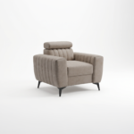 Fotel Velaro z regulowanym zagłówkiem jasnobeżowy welur