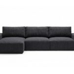 Narożnik modułowy Lumo Plus lewy L-kształtny z pojemnikiem na pościel czarny szenil