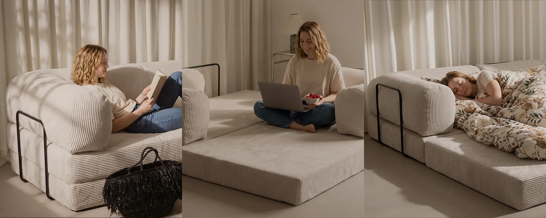 Studentka na sofie kompresyjnej na studia back to college Moderno Meble